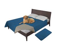 Easy-Going Housse de lit pour chien 100 % étanche lavable et antidérapante pour canapé et meubles - Housse de protection réutilisable pour incontinence - Pour animaux de compagnie - Pour enfants - Chien et chat - 218,4 x 208,3 cm - Bleu paon