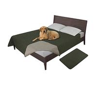 Easy-Going Housse de protection 100 % étanche pour lit de chien - Housse de protection pour canapé - Antidérapante - Lavable et réutilisable - Pour incontinence - Pour animaux de compagnie - Pour enfants - Chien et chat - 132 x 200 cm - Vert foncé