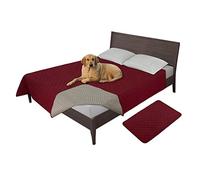 Easy-Going Housse de protection 100 % imperméable pour lit de chien - Antidérapante, lavable et réutilisable - Pour animaux de compagnie, enfants, chiens, chats - 132 x 203 cm - Rouge Noël