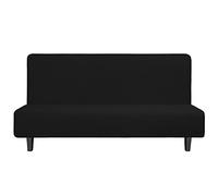 Easy-Going Housse de Protection de futon Extensible sans accoudoirs avec élastique en Bas pour Enfants, Tissu Jacquard Doux à Petits Carreaux (Taille L, Noir)