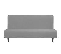 Easy-Going Housse de Protection de futon Extensible sans accoudoirs, Douce avec élastique en Bas pour Enfants, Jacquard élasthanne, Petits Carreaux (futon, Gris Clair)