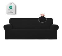 Easy-Going Housse de Protection Extensible 1 pièce pour canapé, Souple avec élastique en Bas, idéale pour Les Enfants, en Tissu Jacquard Polyester-élasthanne, à Petits Carreaux, Noir
