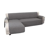 Easy-Going Housse pour canapé en forme de L et sofa sectionnel - Housse de protection réversible pour meubles - Pour animaux de compagnie, chien, chat et enfant (taille L, gris/gris)