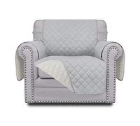 Easy-Going Housse réversible de Fauteuil résistante à l'eau, avec Sangles élastiques, pour Animaux de Compagnie et Enfants, Gris Clair/Ivoire