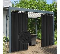 Easy-Going Lot de 2 Rideaux 100% imperméables pour extérieur, Coupe-Vent, résistants aux intempéries, Panneaux épais à œillets pour terrasse, tonnelle et pergola, 137 x 213 cm, Noir