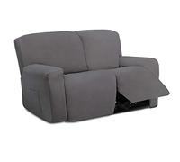 Easy-Going Lot de 6 Housses de canapé 2 Places en Microfibre Extensible et Douce pour canapé 2 Places, Lavable avec élasticité pour Enfants (Causeuse inclinable, Gris Clair)