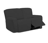 Easy-Going Lot de 6 Housses de canapé 2 Places en Microfibre Extensible et Douce pour canapé 2 Places, Lavable avec élasticité pour Enfants (Causeuse inclinable, Gris foncé)