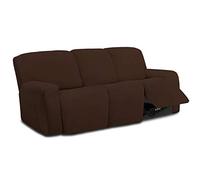 Easy-Going Lot de 8 Housses de canapé 3 Places en Microfibre Extensible, Douce et ajustée, Housse de Protection Lavable avec élasticité pour Enfants, Animaux domestiques (canapé inclinable, café)