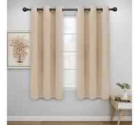 Easy-Going Rideaux occultants de Couleur Unie à Isolation Thermique avec œillets et réduction du Bruit pour Chambre à Coucher, Rideaux occultants pour Salon, 2 Panneaux (106,7 x 160 cm, Beige)