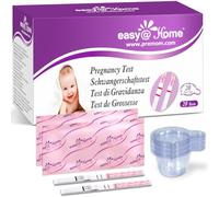 Easy@Home : Bandelettes de test de grossesse, lot de 20 avec 20 gobelets à urine, kit de test rapide hCG à 10 mIU/mL