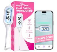 Easy@Home Thermomètre Basal Digital Corporel, Mode de BBT et Rapide avec Embout Souple pour Détecter l’Ovulation par l’App PREMOM, Thermomètre de Fièvre pour Bébé Enfant Adulte
