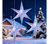 EASY JOY 30 cm - Lot de 3 lanternes en Papier pliées - Étoiles 3D à Suspendre pour Mariage, Anniversaire, Douche, Maison, soirée, fête, décoration de fenêtre