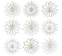 EASY JOY Ensemble de 9 Décorations Sapin Noël 3D Mini Éventails Papier Ornements Étoiles en Carton Noël Décorations Suspendues Papier Flocons de Neige Décoration de Table