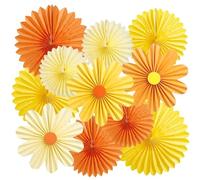 EASY JOY Lot de 11 éventails en papier marguerite pour décoration de mariage, d'anniversaire, de table, de fête prénatale, de printemps et d'été
