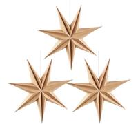 EASY JOY Lot de 3 étoiles de Noël en papier - 30 cm - Décoration de fête 3D - En bois - Décoration de Noël - Décoration de fenêtre - Étoiles pliantes à suspendre