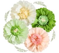EASY JOY Lot de 4 décorations de fête en papier vert sauge de 50,8 cm - Fleurs géantes en papier de soie - Décorations de fête de printemps - Décorations de fête d'anniversaire