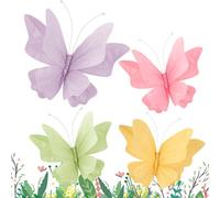 Easy Joy Lot de 4 papillons 3D en papier avec clip, déco papillon pastel pour table, anniversaire enfant, déco printemps intérieur, été, fête jardin