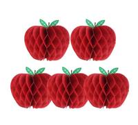 EASY JOY Lot de 5 alvéoles en papier nid d'abeille en forme de pomme rouge - Décoration à suspendre pour anniversaire, été, mariage, jardin, piscine, école, salle de classe, retour à l'école, fête de