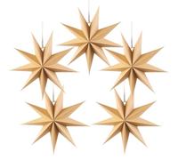 EASY JOY Lot de 5 étoiles de Noël en papier - 29 cm - 3D - En bois - Décoration de fenêtre - Étoiles pliantes à suspendre