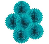 Easy Joy Lot de 6 éventails en papier de soie en nid d'abeille à suspendre pour anniversaire, mariage, fête à la maison (35,6 cm, bleu sarcelle)