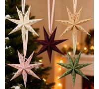 EASY JOY Ornements Étoiles 3D Douces Ensemble - 5 Pièces Étoiles Pliées Multicolores Suspendues, Design 9 Branches pour Sapin Noël, Fêtes, Fête & Décoration Maison