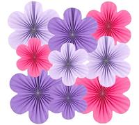 Easy Joy Rosace Papier Decoration, Violet Évantail en Forme de Fleur Décoration Ventilateur de Papier Guirlande pour Décorations de Anniversaire Mariages Bébé Baptême Lot de 9