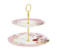 Easy Life 1069RENA, Coffret Serviteur Muet 2 Etages D20/26 cm en Porcelaine Renaissance D 26 x H 24 cm