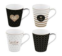 Easy Life 128CMGM Coffret 4 Mugs, Porcelaine Fine Coffee Mania Good Morning, 0.3 L, Multicolore