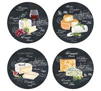 Easy Life 463WOCH Coffret 4 Assiettes Dessert, Porcelaine, Noir, 19 cm, 19 x 19 x 1.5 cm