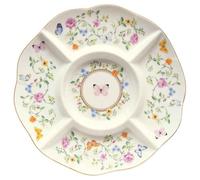 Easy Life Assiette à apéritif en porcelaine en forme de fleur Motif papillons dansants 25,5 cm