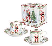 Easy Life COFFRET 2 TASSES A CAFE 7,5CL EN PORCELAINE JOYFUL SANTA