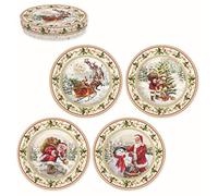 EASY LIFE Coffret 4 Assiettes Dessert D19 cm en Porcelaine Christmas Time R0924CHTR