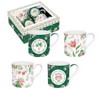 Easy Life COFFRET 4 MUGS 30CL EN PORCELAINE BOTANIC CHIC