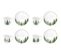 EASY LIFE Coffret 4 tasses à café 10 cl + sous-tasses - Festive Trees