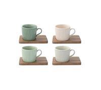 Easy Life COFFRET 4 TASSES A CAFE 11CL EN PORCELAINE AVEC SOUCOUPE ACCACIA TAKE A BREAK