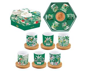 Easy Life COFFRET 6 TASSES A CAFE 11 N PORC.AVEC SOUCOUPE EN BAMBOU