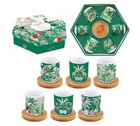 Easy Life COFFRET 6 TASSES A CAFE 11CL EN PORC.AVEC SOUCOUPE EN BAMBOU