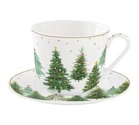 EASY LIFE Coffret Tasse Déjeuner 40 cl + sous-tasse - Festive Trees