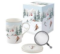 Easy Life COFFRET TISANIERE 35CL EN PORCELAINE AVEC FILTRE INOX CHALET