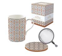 Easy Life COFFRET TISANIERE 35CL EN PORCELAINE AVEC FILTRE INOX COFFEE MANIA New