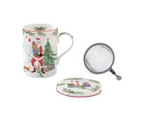Easy Life COFFRET TISANIERE 35CL EN PORCELAINE AVEC FILTRE INOX JOYFUL SANTA