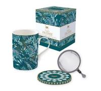 Easy Life - Coffret TISANIERE en Porcelaine Filtre INOX Atmosphere Jungle - EASYLIFE