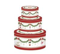 EASY LIFE Lot de 3 boîtes de Noël encastrées rondes en étain, vintage Magie de Noel