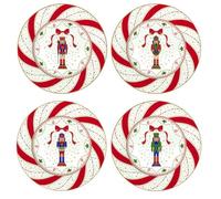 Easy Life Lot de 4 assiettes à dessert en porcelaine avec casse-noisette dans une boîte cadeau vintage "Nutcracker Twist" D19 cm