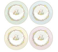Easy Life Lot de 4 assiettes à dessert en porcelaine avec lapin de Pâques - 19 cm de diamètre