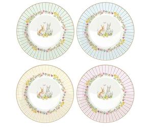 Easy Life Lot de 4 assiettes à dessert en porcelaine avec lapin de Pâques - 19 cm de diamètre