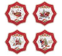 EASY LIFE Lot de 4 assiettes en porcelaine 16 cm avec Père Noël CHME1002