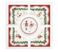 Easy Life Plateau de Noël carré en porcelaine avec soldat Casse-noisette et ballerine, "Magie de Noel" 25x25 cm
