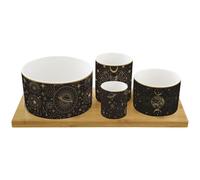 EASY LIFE Set apéritif 4 coupelles + plateau bambou - Céleste