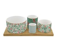 EASY LIFE Set apéritif 4 coupelles + plateau bambou - Floral Fantasy